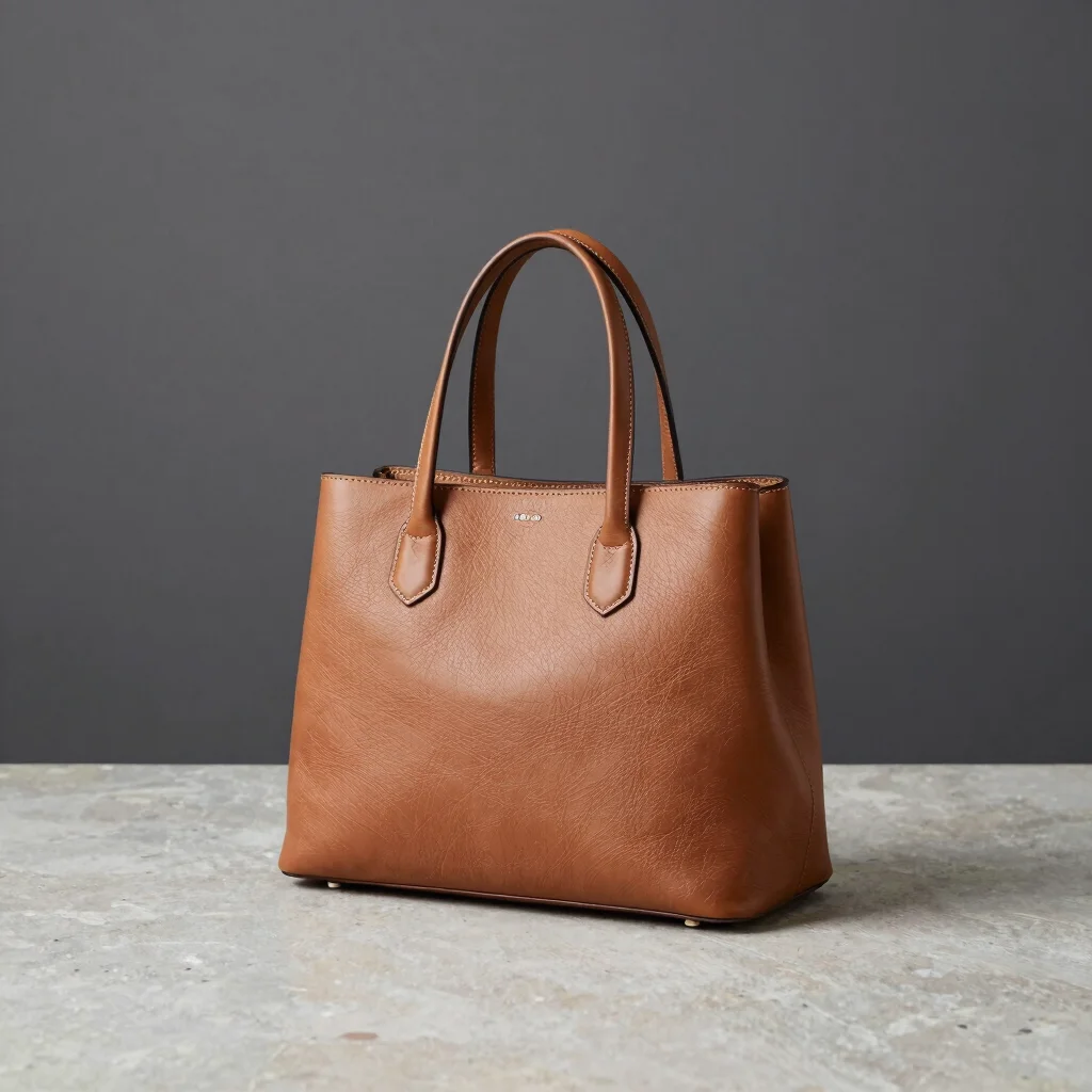 Grained Leather Tote Handbag